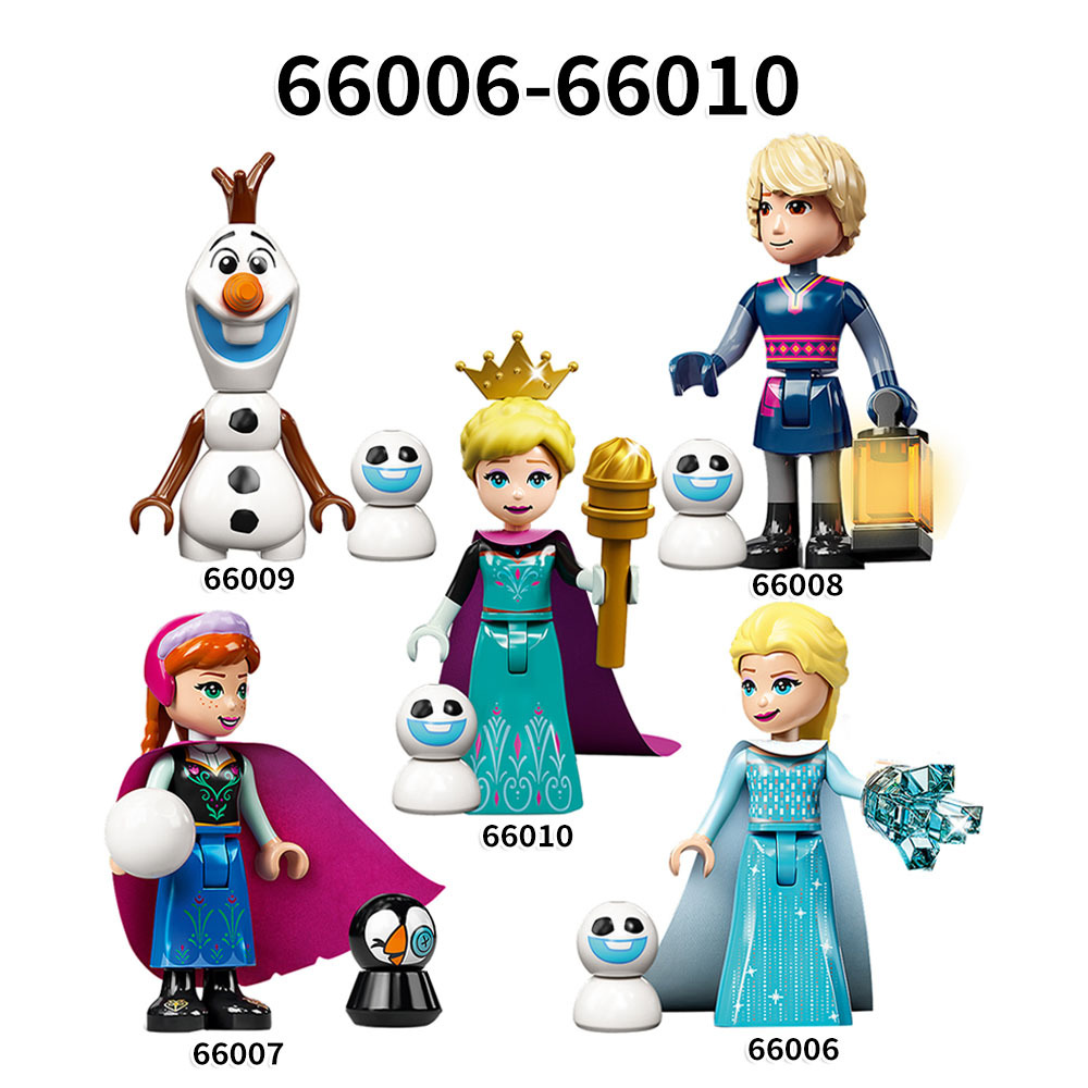 Disney 3D Animated Movies Frozen Mini Figures Anna Elsa Kristoff Olaf Boy Girl Gift Juguetes Building Blocks Sets Kids Toys