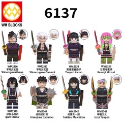 WM6137 Anime Demon Slayer kamado tanjirou Hantengu Uzui tengen kanroji mitsuri mini figures juguetes mini toys building blocks sets Toys for kids