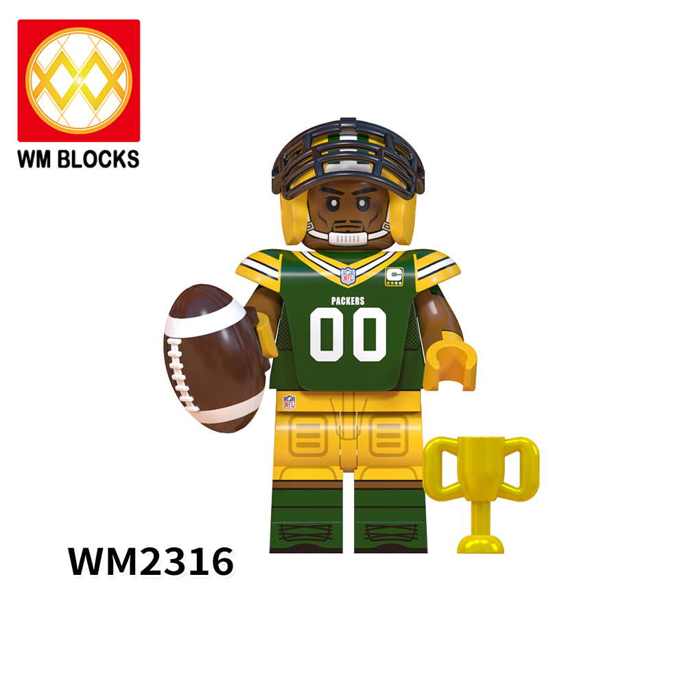 WM6134 NFL National Football League soccer player Steelers Rams Buccaneers Dolphins Giants Packers Jets Vikings  mini figures juguetes mini toys building blocks sets Toys for kids