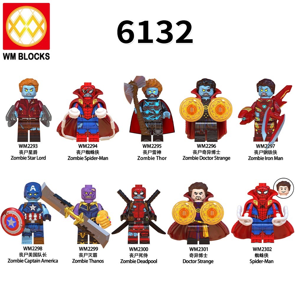 WM6132 DC Marvel horrid superhero Zombie star lord spider man thor Doctor strange lron man captain america thanos deadpool mini figures juguetes mini toys building blocks sets Toys for kids