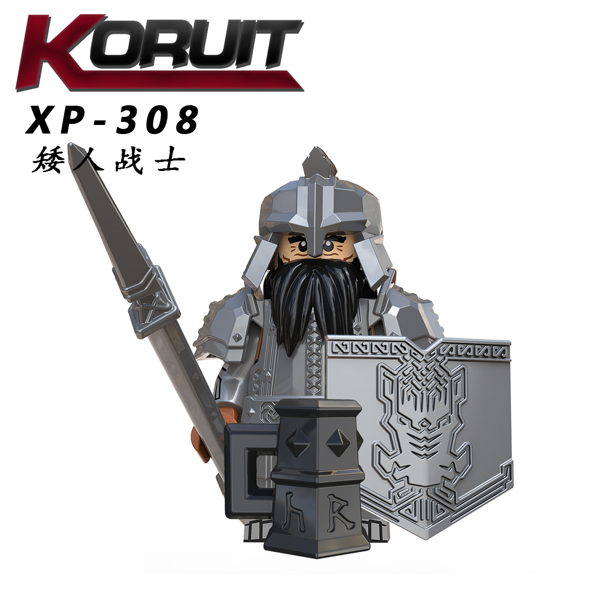 KT1040 Dwarfs Under Siege Game Series Character Dwarf Warrior Leader Minifigs Educational Building Block For Kids Toys