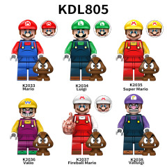 KDL805 Mario Luigi Valio Fireball Mario Super- Mario Valluigi Game Cartoon Minifigs Action Plastic Building Blocks Toys Gift For Kids