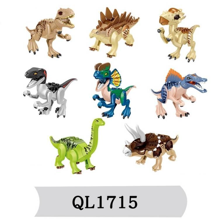QL1715  8 Models Lego Dinosaur Minifigures Juguetes Mini Toys Building Blocks Sets Toys For Kids