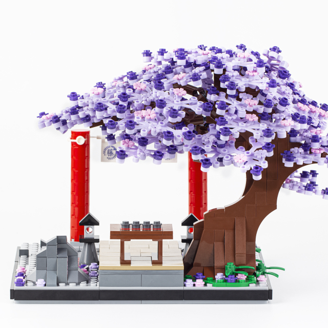 MOC1052 Demon Slayer  MOC Bricks Purple Vine Flower Tree DIY Building Blocks Gifts Educational Kids Toys For Children