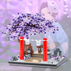 MOC1052 Demon Slayer  MOC Bricks Purple Vine Flower Tree DIY Building Blocks Gifts Educational Kids Toys For Children