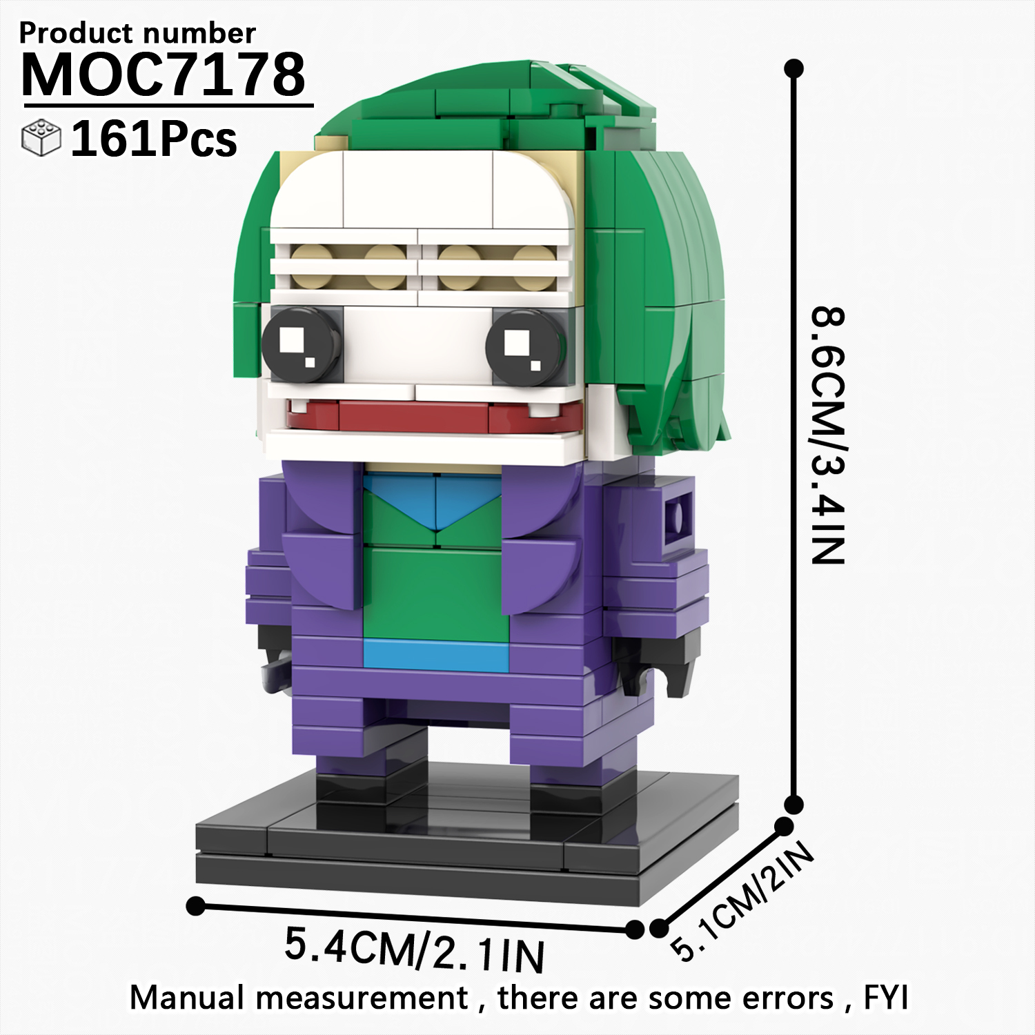 MOC7178 Joker Jack Napier 161Pcs Square Head Bricks DC Comics Super Heroes Character Model Action Building Blocks Kids Gift Toys