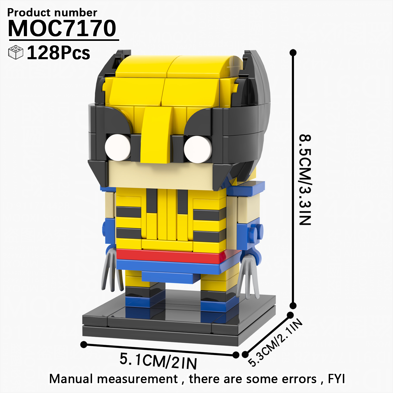 MOC7170 Marvel Super Heroes Wolverine 128Pcs Head Bricks Logan X-men Series Action Model DIY Building Blocks Children Gift Toys