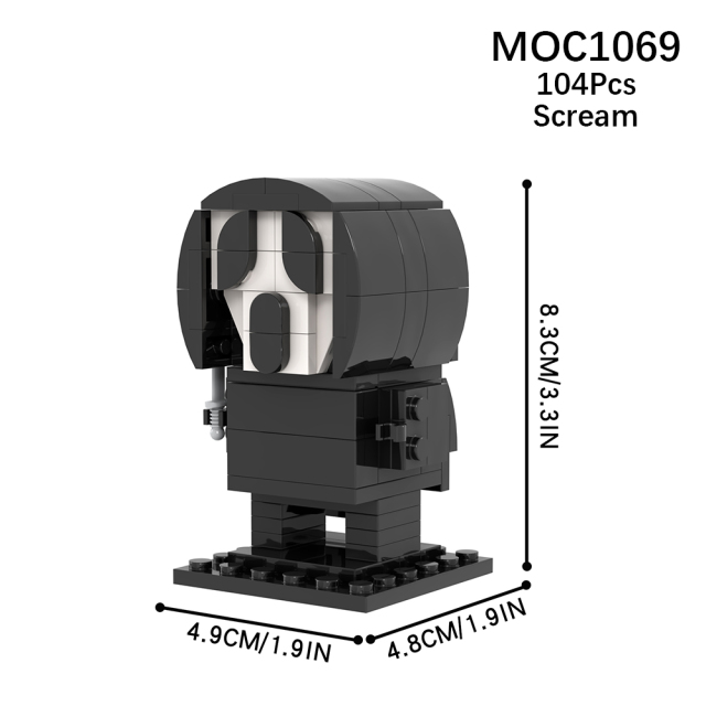 MOC1069 BrickheadZ 104PCS Horror Movie Scream Model MOC Building Blocks DIY Toys For Kids Halloween Gift