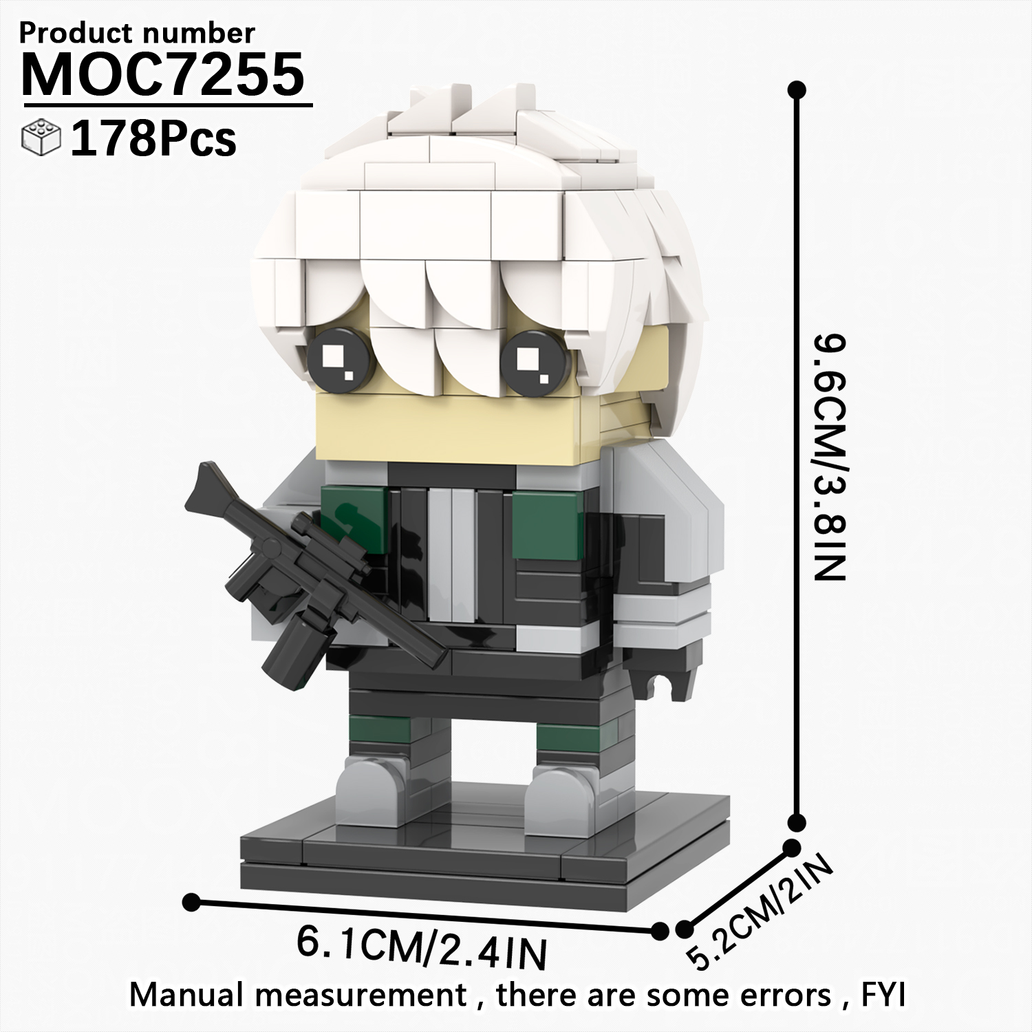 MOC7255 Reno Ichikawa 178Pcs Kaiju No.8 Japanese Anime Character Square Head Bricks Educational Plastic Building Blocks Kids Gift Toys