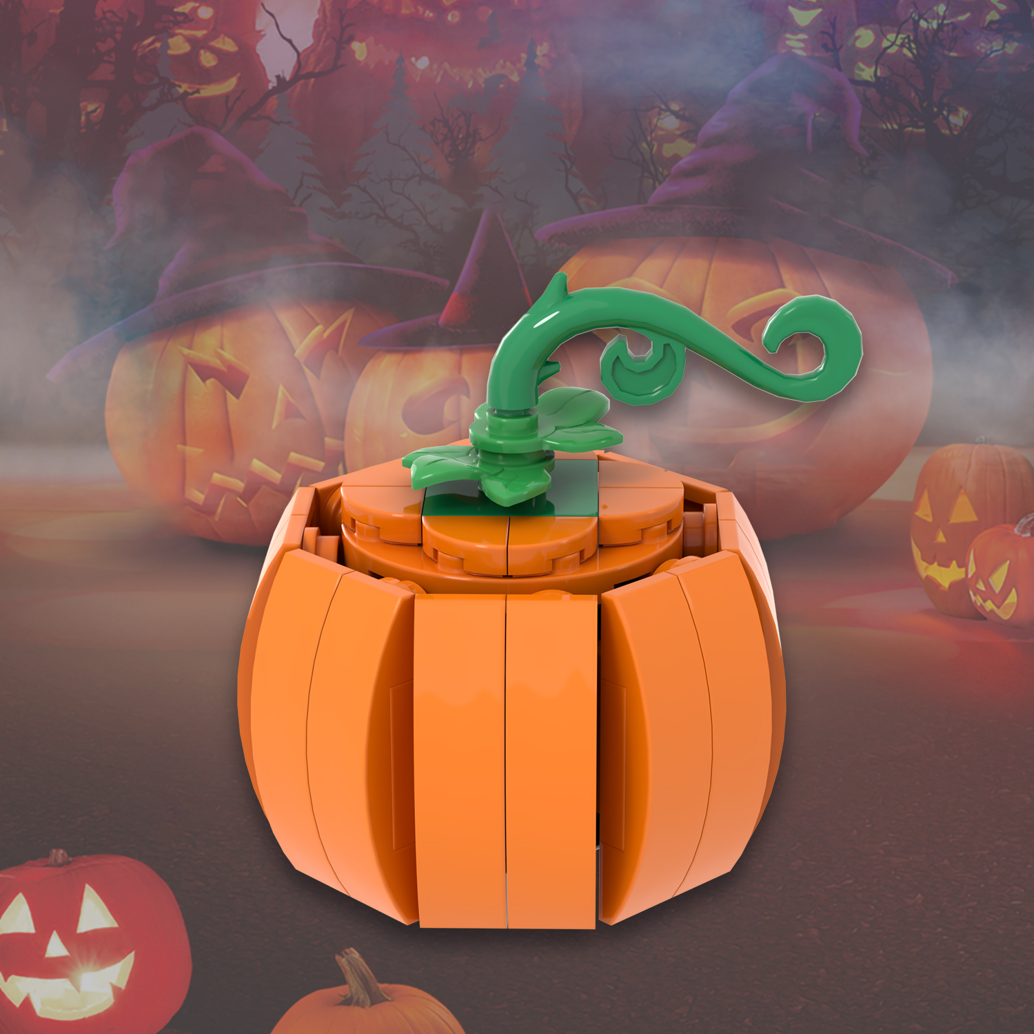 MOC1072 82 Pcs Pumpkin Decoration Building Blocks Creative Trick Or Treat Festival Assemble Bricks Children Halloween Gift Toys