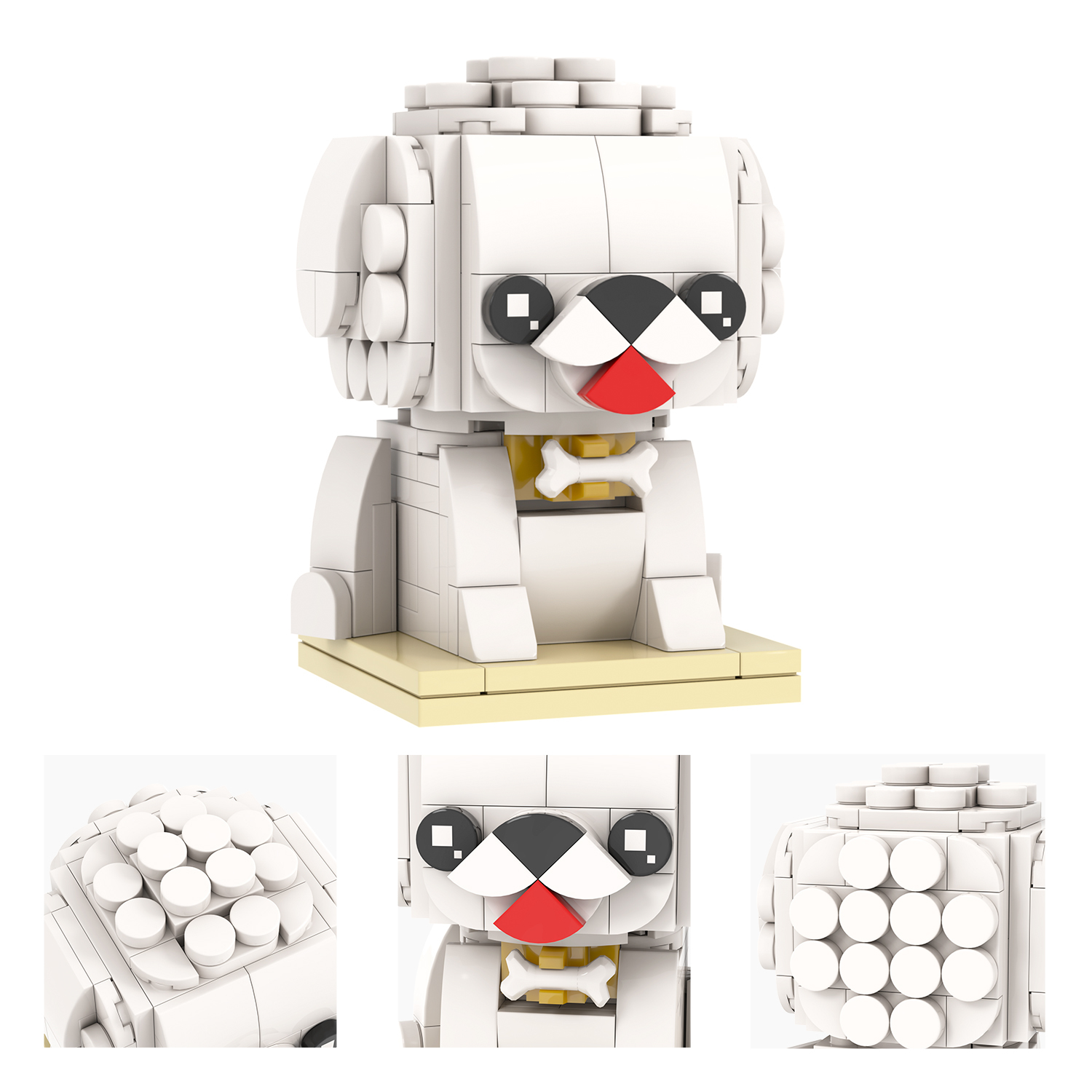 MOC7227 Bichon Frise 178Pcs Square Head Bricks Animal  Series Collect Assemble Educational DIY Model Building Blocks for Children Gift Toys