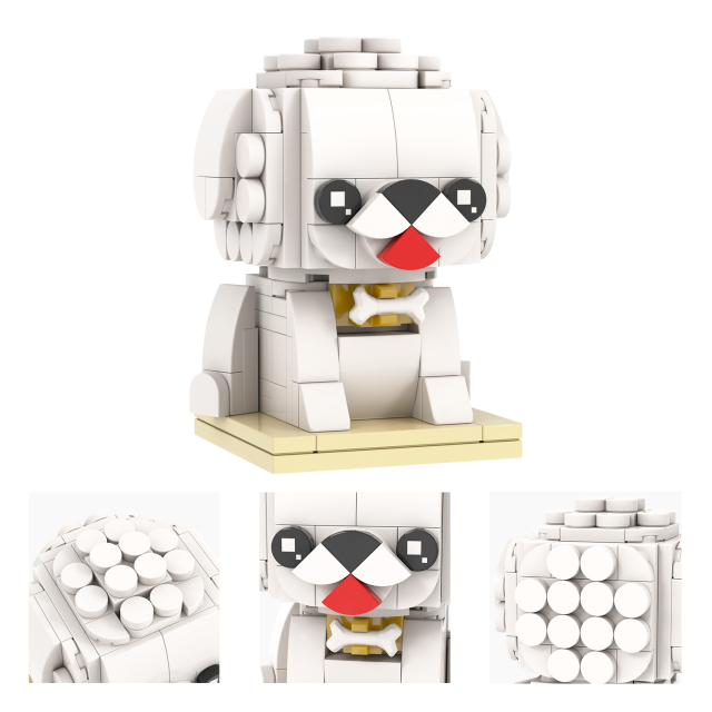 MOC7227 Bichon Frise 178Pcs Square Head Bricks Animal  Series Collect Assemble Educational DIY Model Building Blocks for Children Gift Toys