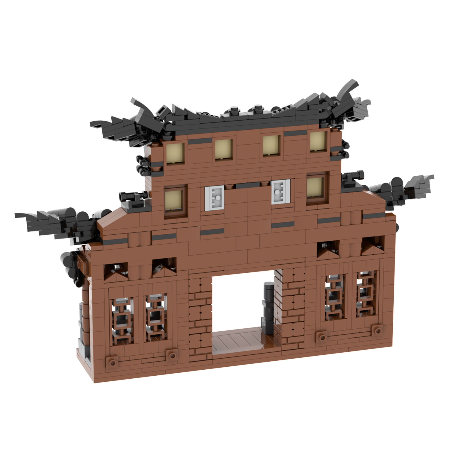 MOC5044-B Lego Medieval China's ancient buildings wall door Three Kingdoms military city wall toys street corner soldiers army building blocks sets Toys for kids