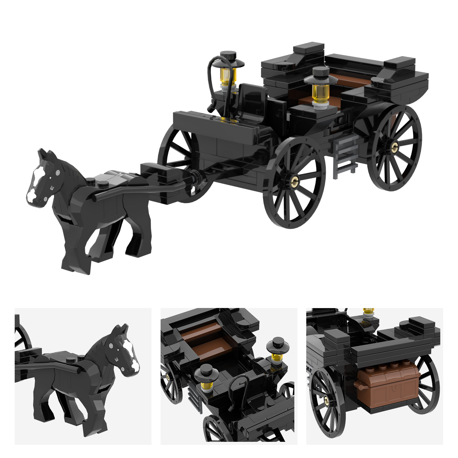 MOC5039 Lego Medieval wars black carriage military toys soldiers army building blocks sets Toys for kids