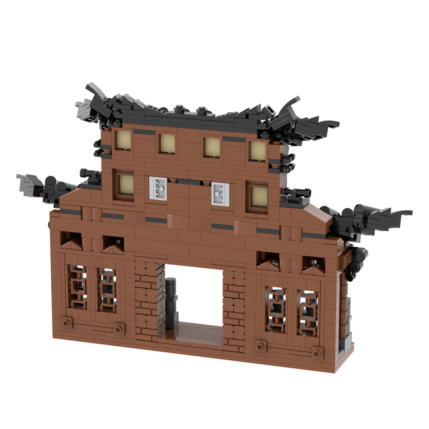 MOC5044-B Lego Medieval China's ancient buildings wall door Three Kingdoms military city wall toys street corner soldiers army building blocks sets Toys for kids