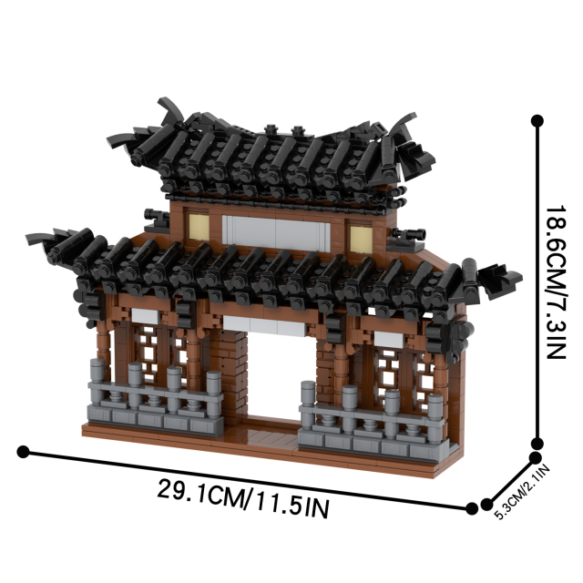 MOC5044-B Lego Medieval China's ancient buildings wall door Three Kingdoms military city wall toys street corner soldiers army building blocks sets Toys for kids