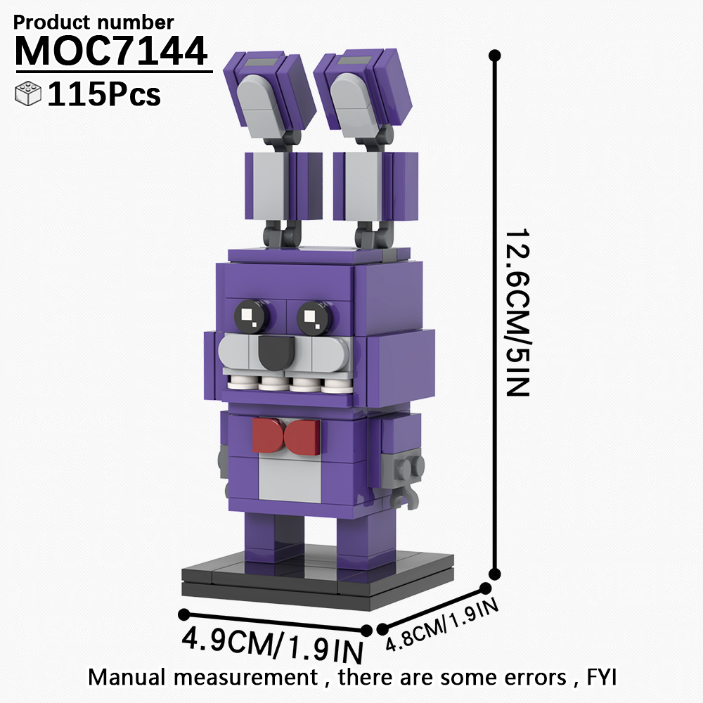 MOC7144 MOOXI Horror Game Figure 115Pcs Bonnie Bricks Toy Bear Five Night At Freddy BrickHeadsed DIY Building Block Kids Toys For Children Birthday Gift