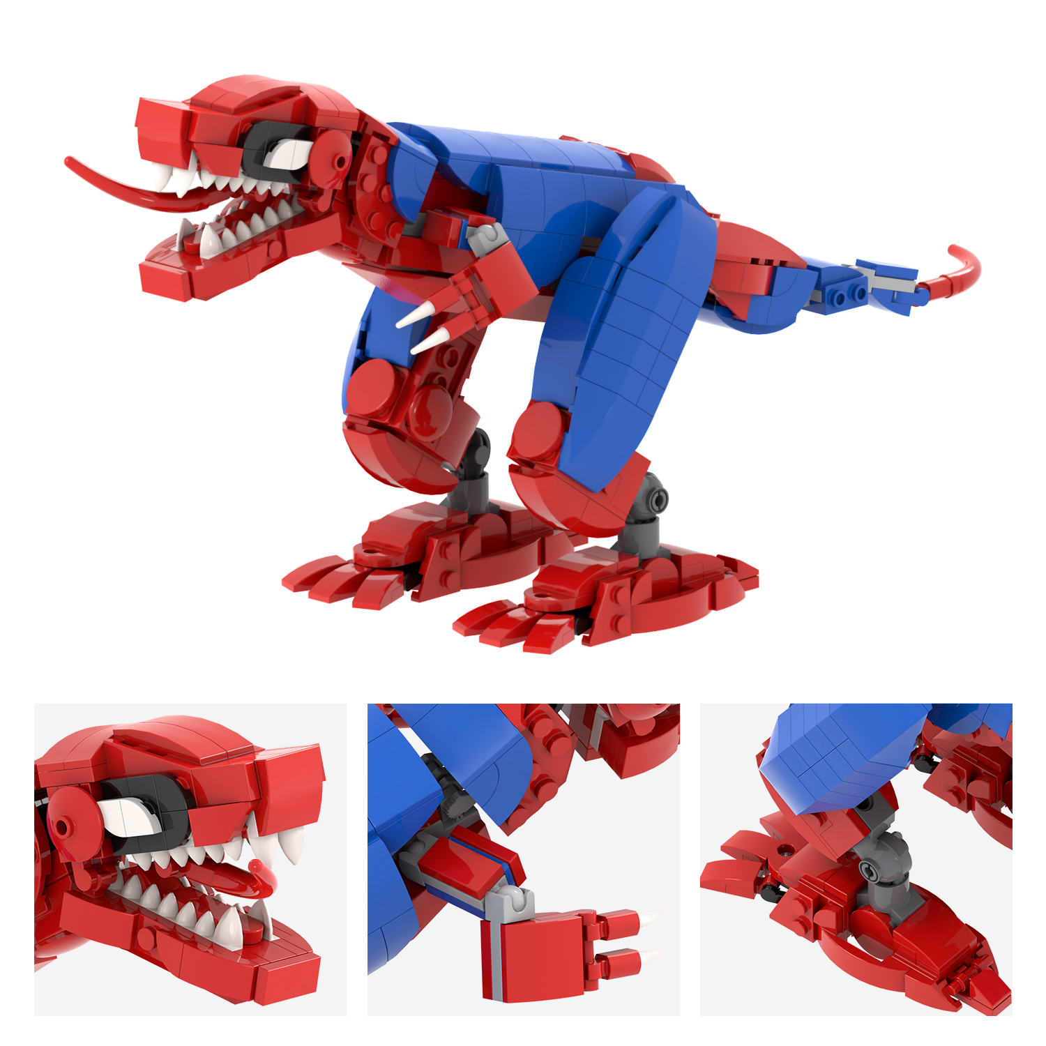 466Pcs MOC1404 Spider Tyrannosaurus Rex Bricks Cartoon Movie Assemble Jurassic Educational Dinosaur Building Blocks Kids Toys