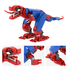466Pcs MOC1404 Spider Tyrannosaurus Rex Bricks Cartoon Movie Assemble Jurassic Educational Dinosaur Building Blocks Kids Toys