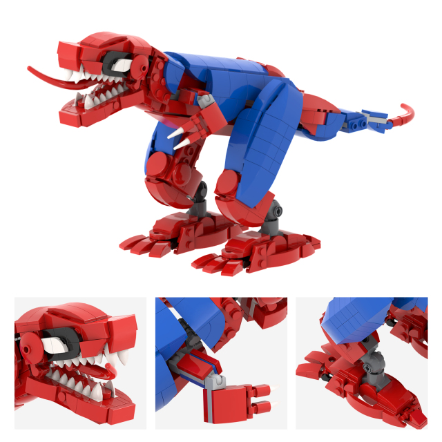 466Pcs MOC1404 Spider Tyrannosaurus Rex Bricks Cartoon Movie Assemble Jurassic Educational Dinosaur Building Blocks Kids Toys