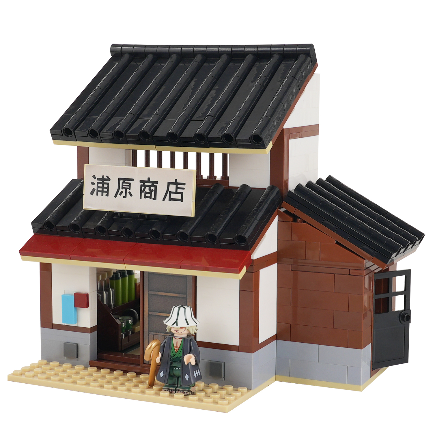 MOC1408 Anime Urahara Store Architecture Building Blocks Creative BLEACH Urahara Kisuke Shop Model Assembly Toys For Kids