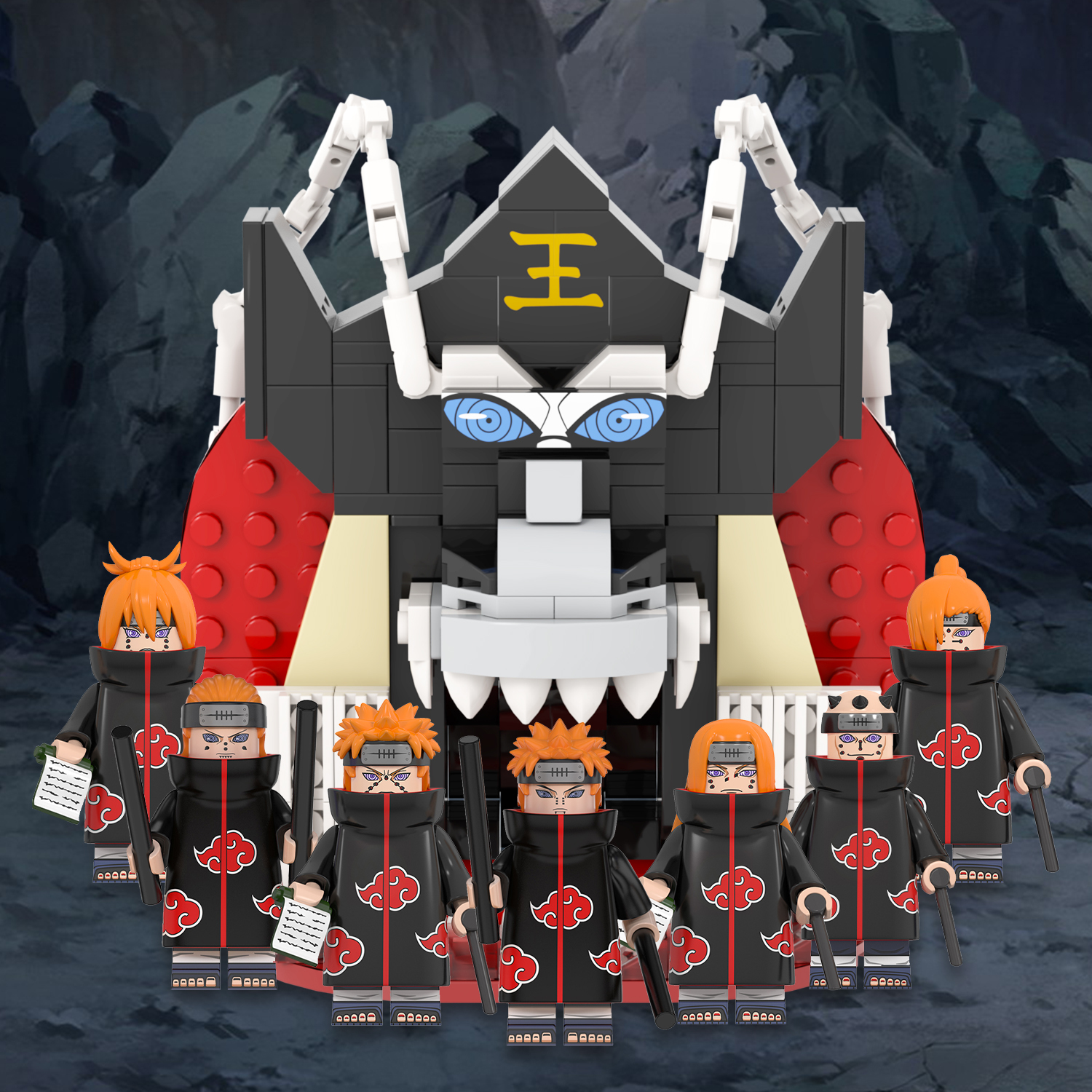 MOC1400 The Art Of Metempsychosis Yama Model Building Blocks Creative Anime Ninjutsu Scene Assembly Bricks DIY Kids Gift Toys