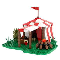 MOC5046 Lego Medieval campsite buildings wall door war drum military city wall toys street corner soldiers army building blocks sets Toys for kids