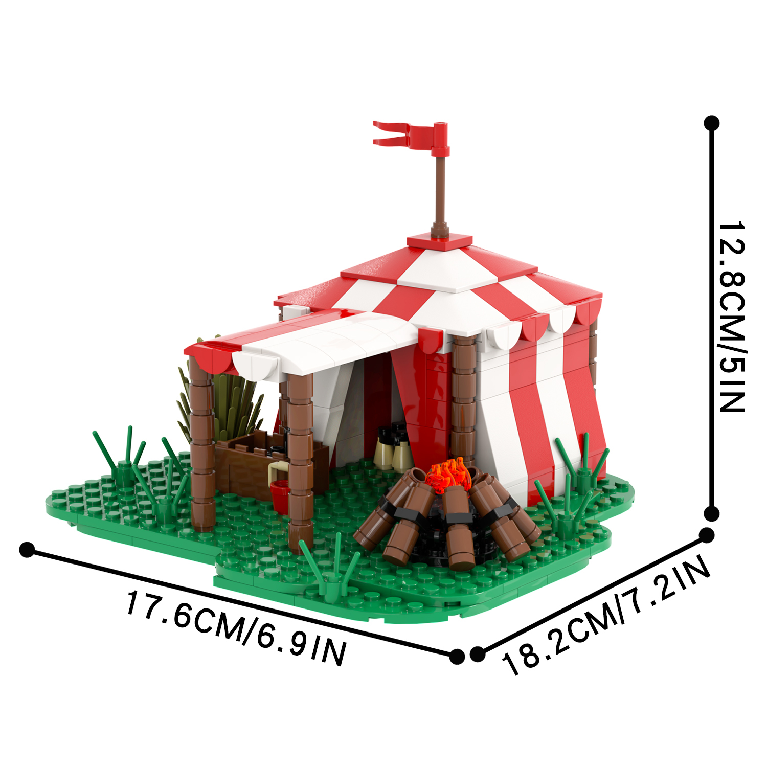 MOC5046 Lego Medieval campsite buildings wall door war drum military city wall toys street corner soldiers army building blocks sets Toys for kids