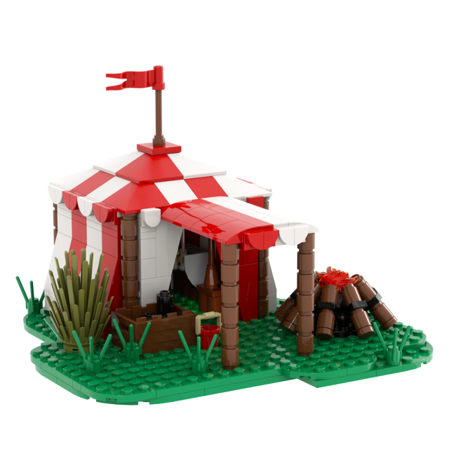 MOC5046 Lego Medieval campsite buildings wall door war drum military city wall toys street corner soldiers army building blocks sets Toys for kids