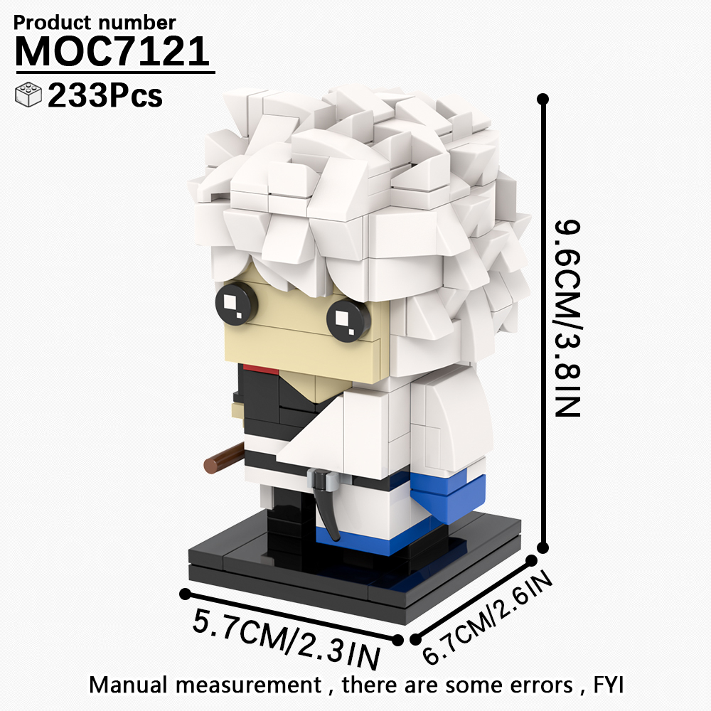 MOC7121 Gintama Anime Leading Character Sakata Gintoki 233Pcs Square Head Bricks Action Model DIY Educational Building Blocks Kids Gift Toys