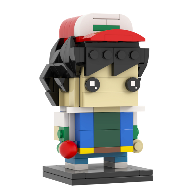 MOC7132 Ash Ketchum 155Pcs Head Bricks Pokemon Japanese Amine Protagonist Assemble Educational Model Building Blocks Kids Gift Toys