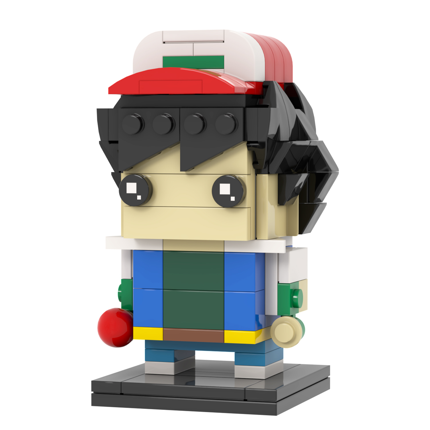 MOC7132 Ash Ketchum 155Pcs Head Bricks Pokemon Japanese Amine Protagonist Assemble Educational Model Building Blocks Kids Gift Toys