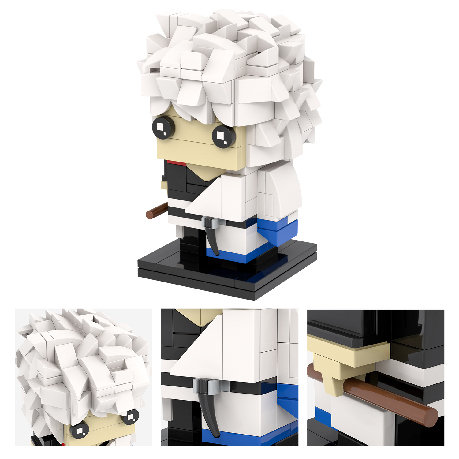 MOC7121 Gintama Anime Leading Character Sakata Gintoki 233Pcs Square Head Bricks Action Model DIY Educational Building Blocks Kids Gift Toys