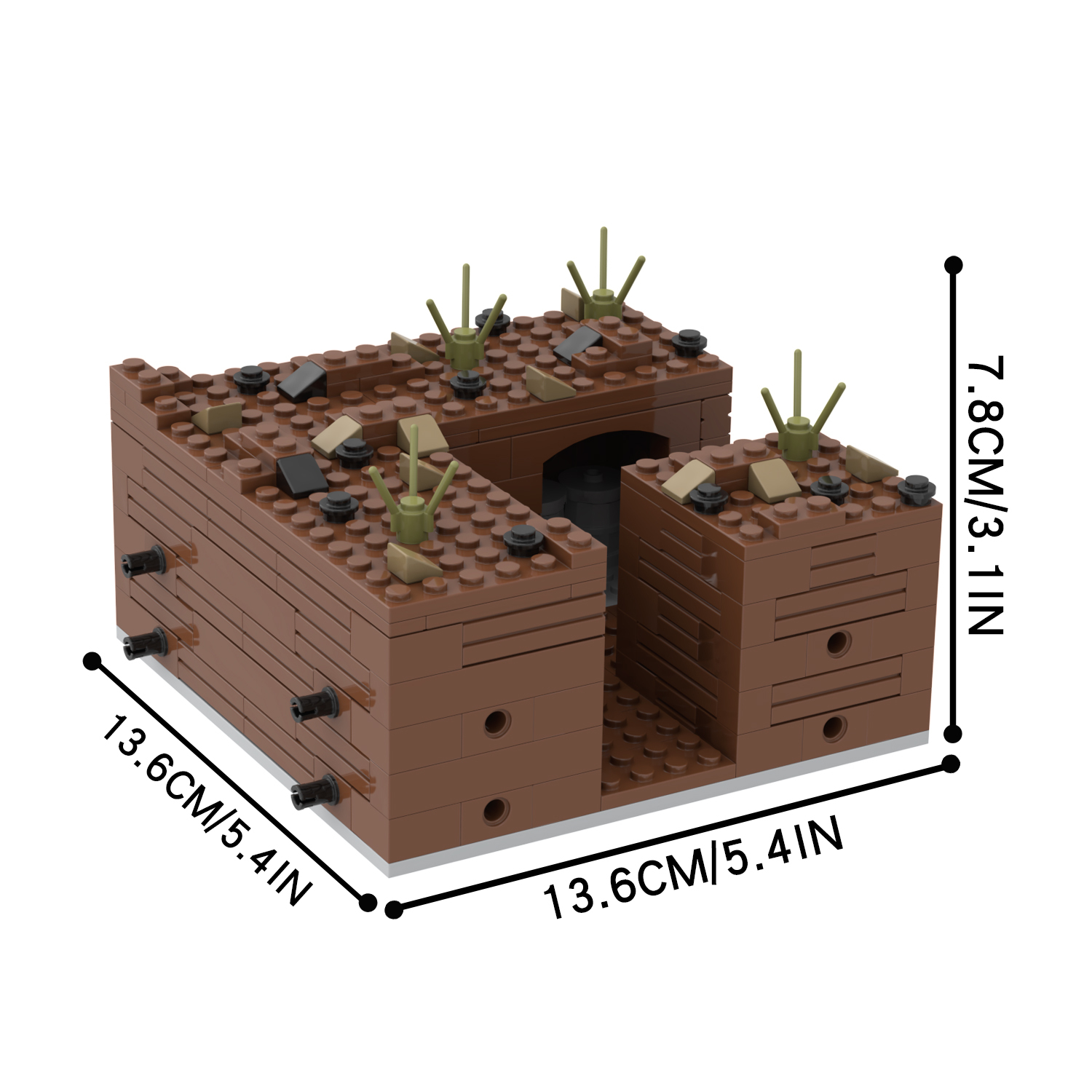 MOC5064-D Lego military Broken house War scene Armament depot conference center military base building WW2 War scene toys soldiers army building blocks sets Toys for kids