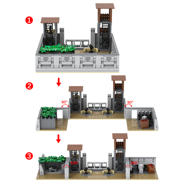 MOC5070 Lego military bases Broken house battlefield Wreckage building WW2 War scene toys soldiers army building blocks sets Toys for kids