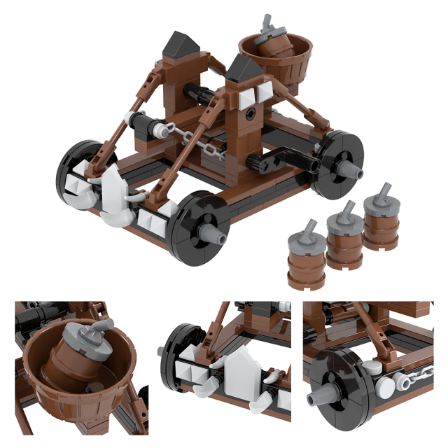 MOC5067 Lego military Bomb barrel catapult War scene military base building WW2 War scene toys soldiers army building blocks sets Toys for kids