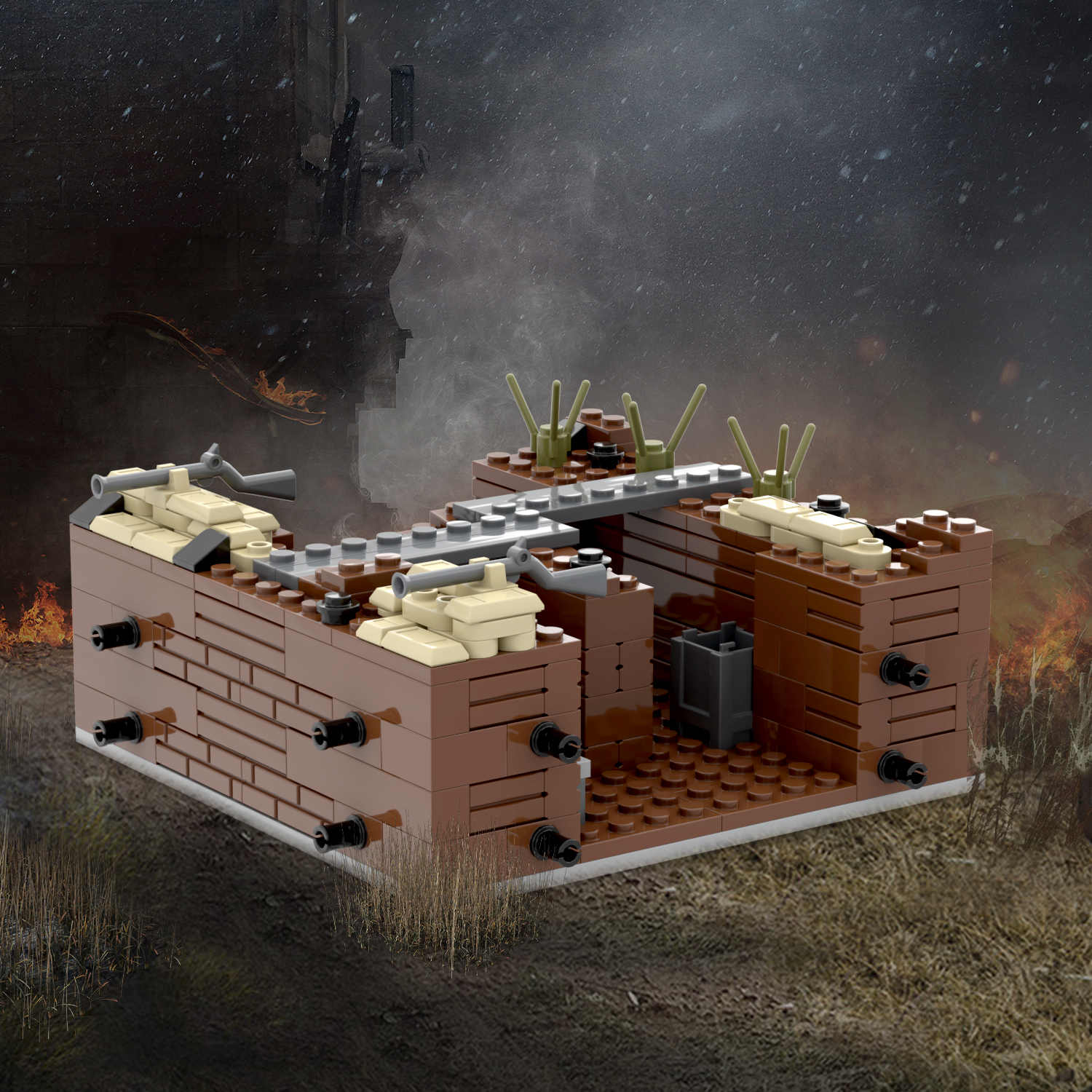 MOC5064-C Lego military Broken house War scene conference center military base building WW2 War scene toys soldiers army building blocks sets Toys for kids