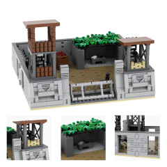 MOC5070 Lego military bases Broken house battlefield Wreckage building WW2 War scene toys soldiers army building blocks sets Toys for kids