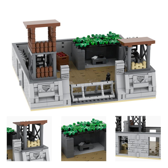 MOC5070 Lego military bases Broken house battlefield Wreckage building WW2 War scene toys soldiers army building blocks sets Toys for kids