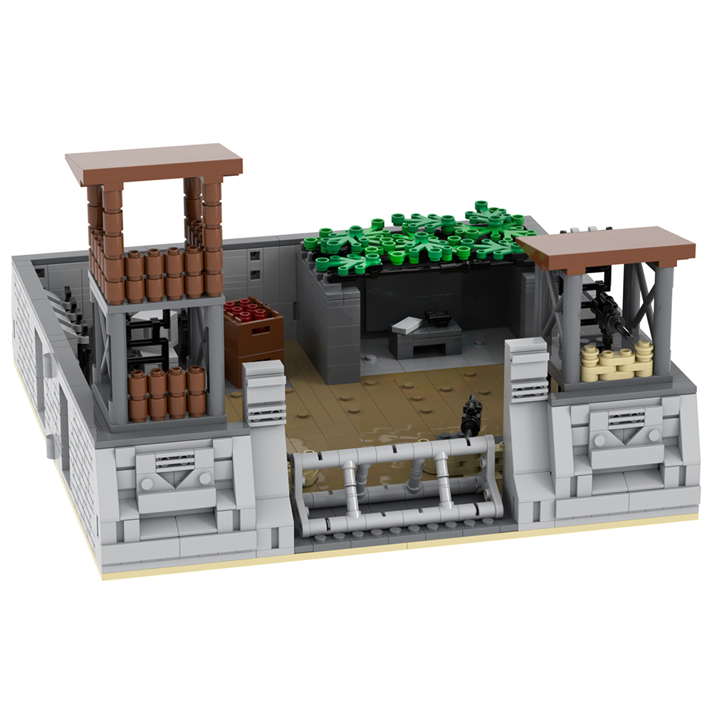 MOC5070 Lego military bases Broken house battlefield Wreckage building WW2 War scene toys soldiers army building blocks sets Toys for kids