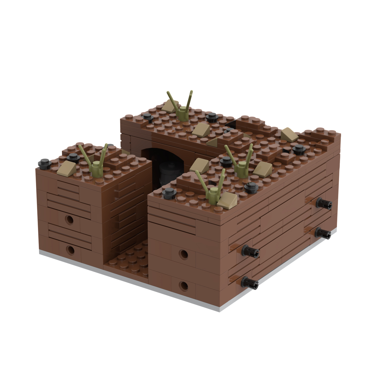 MOC5064-D Lego military Broken house War scene Armament depot conference center military base building WW2 War scene toys soldiers army building blocks sets Toys for kids