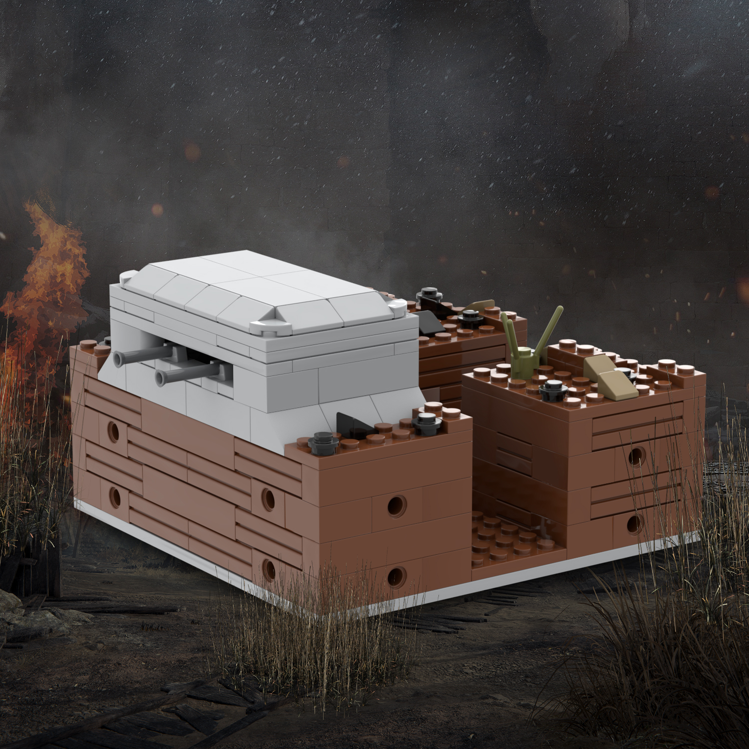 MOC5064-A Lego military Broken house War scene conference center military base building WW2 War scene toys soldiers army building blocks sets Toys for kids