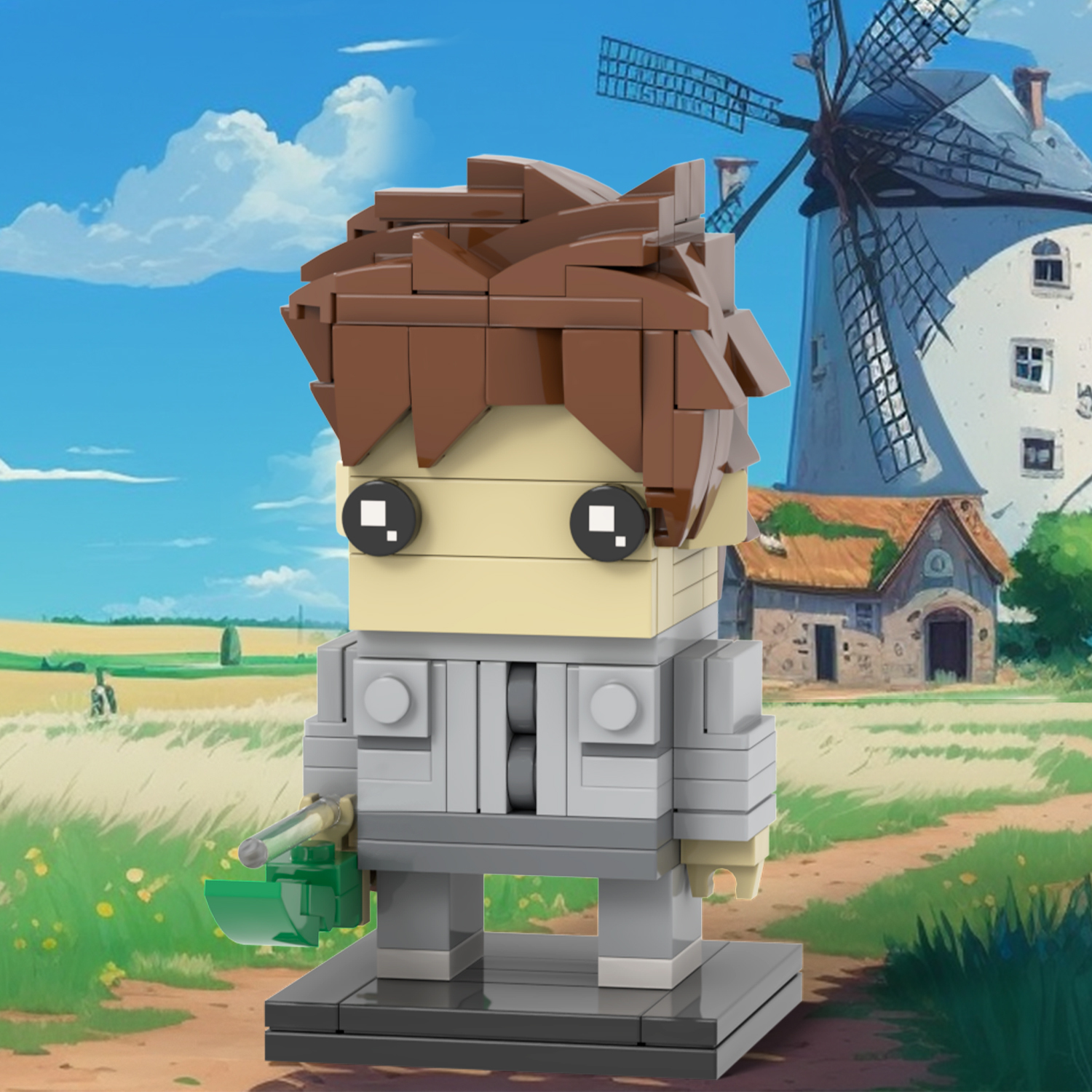 MOC7129 Shepherds 153Pcs Square Head Bricks The Boy and the Heron Anime Cartoon Movie Character Educational Building Blocks Kids Toys