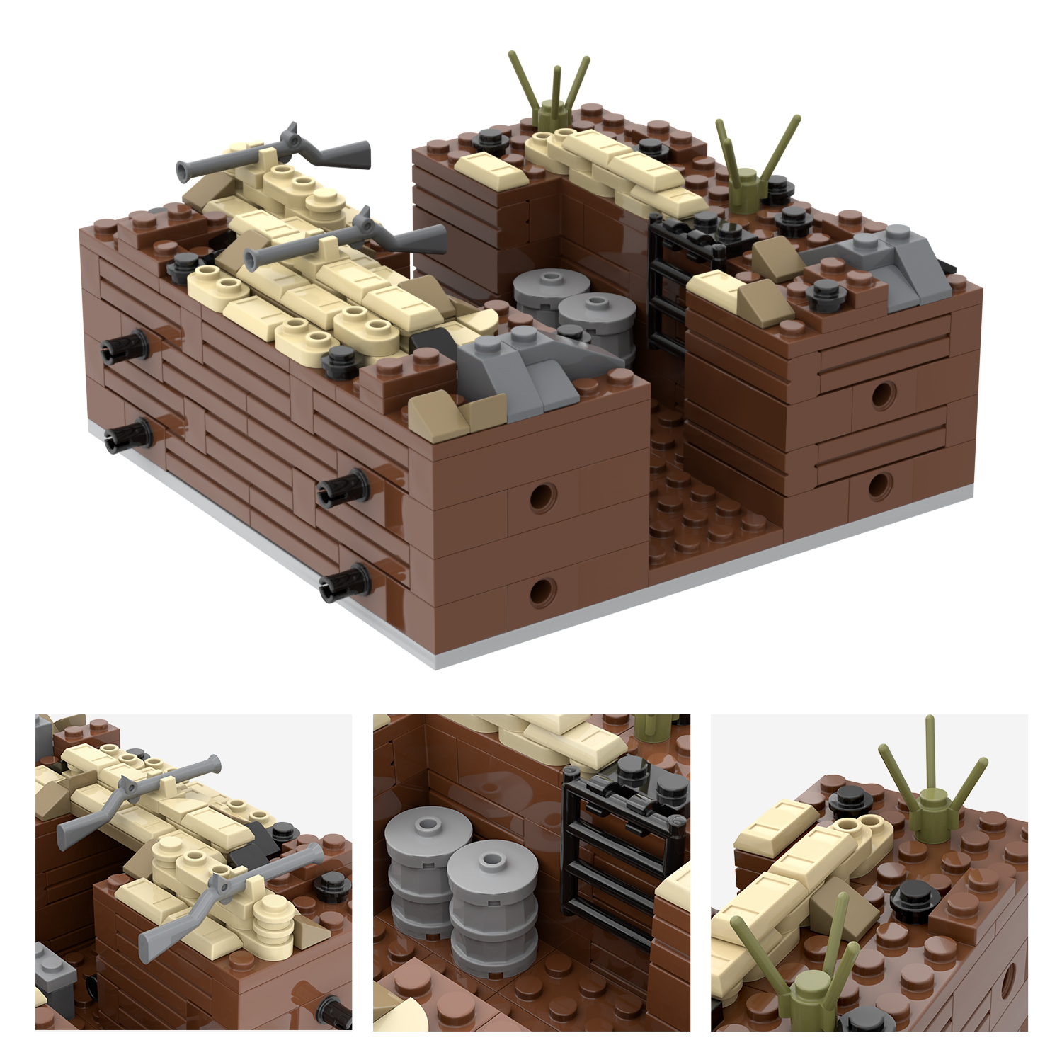 MOC5064-B Lego military Broken house War scene conference center military base building WW2 War scene toys soldiers army building blocks sets Toys for kids