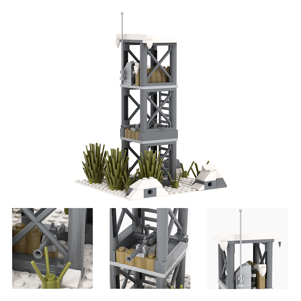 MOC5077-D Lego military Snow Watchtower the front line Corner 1 building WW2 War scene toys soldiers army building blocks sets Toys for kids