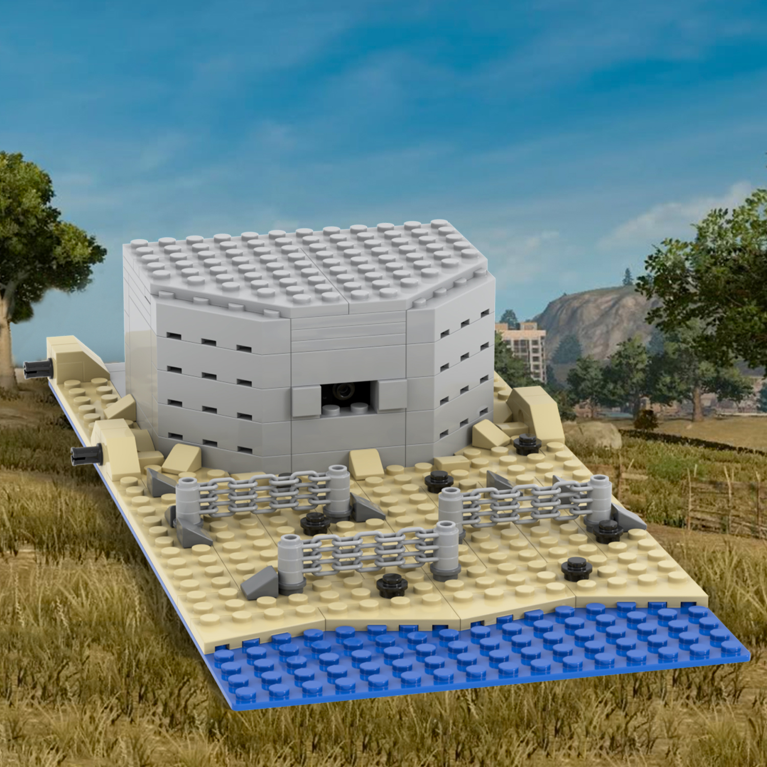 MOC5075-C Lego military World Highland Watchtower Sand bunkers bunkers building WW2 War scene toys soldiers army building blocks sets Toys for kids