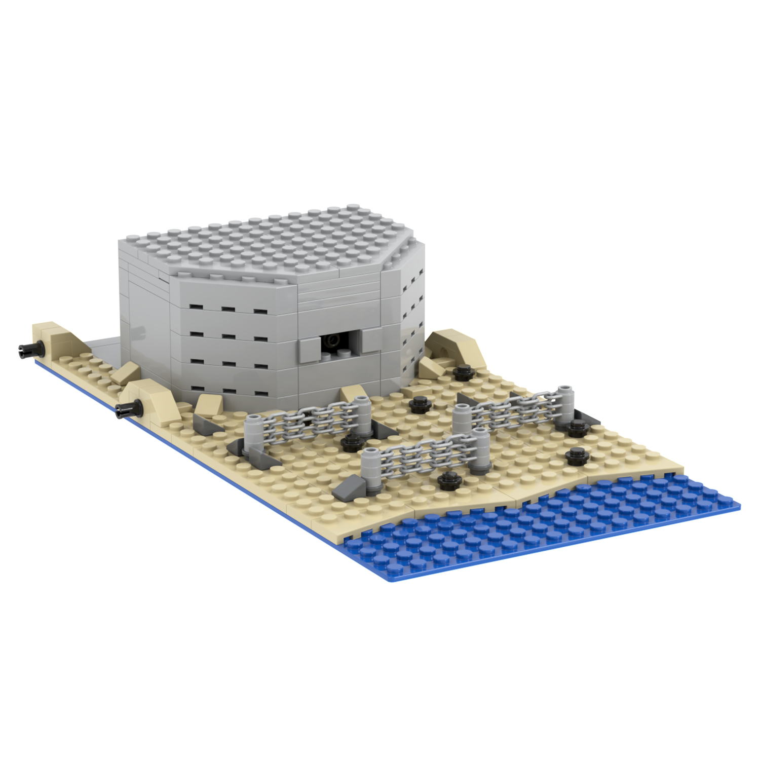MOC5075-C Lego military World Highland Watchtower Sand bunkers bunkers building WW2 War scene toys soldiers army building blocks sets Toys for kids