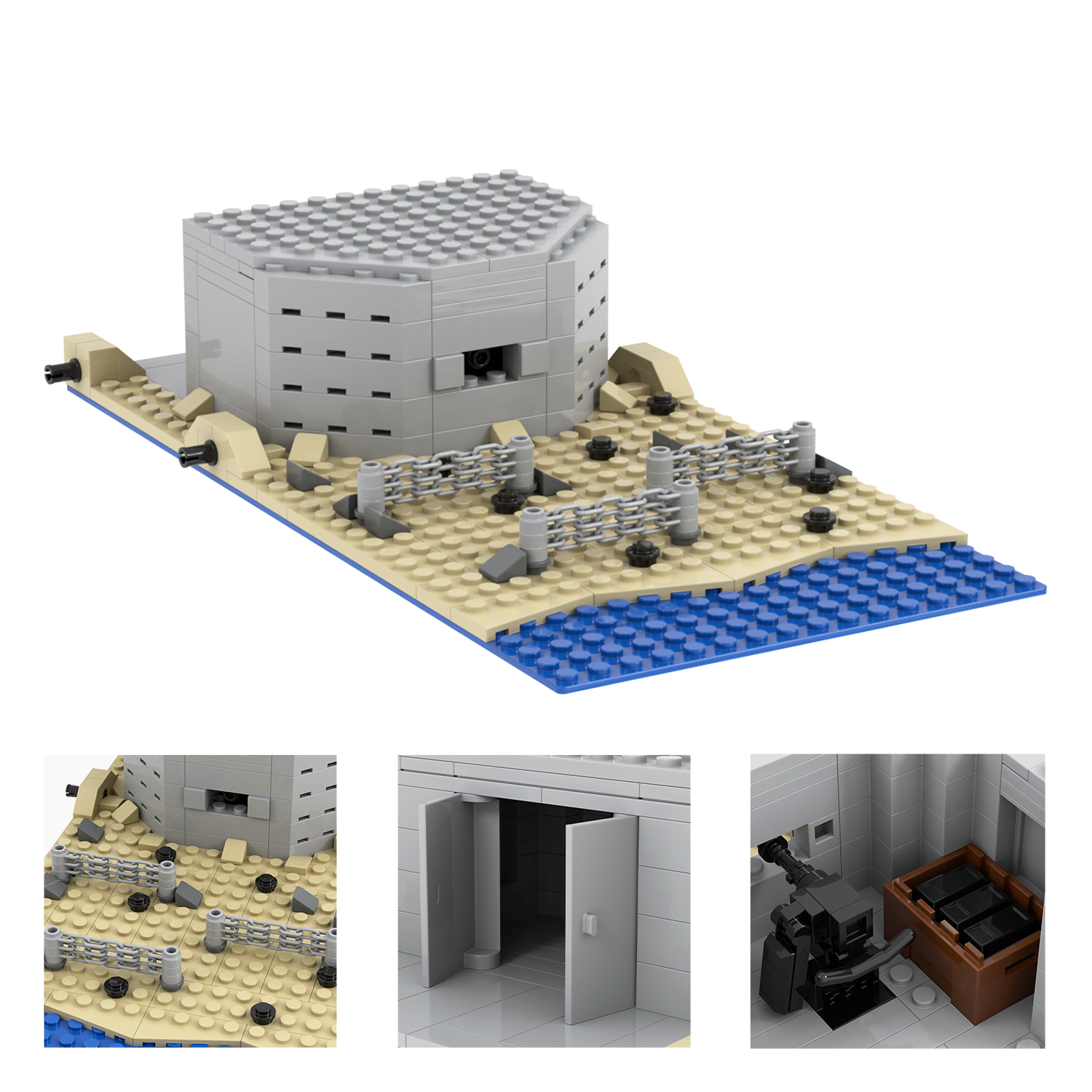 MOC5075-C Lego military World Highland Watchtower Sand bunkers bunkers building WW2 War scene toys soldiers army building blocks sets Toys for kids