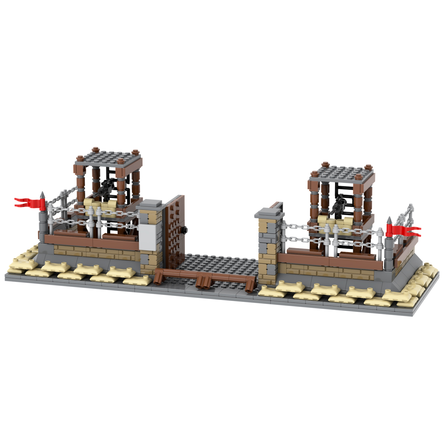 MOC5081-A Lego military bases World Gates towers Arsenal building WW2 War scene toys soldiers army building blocks sets Toys for kids