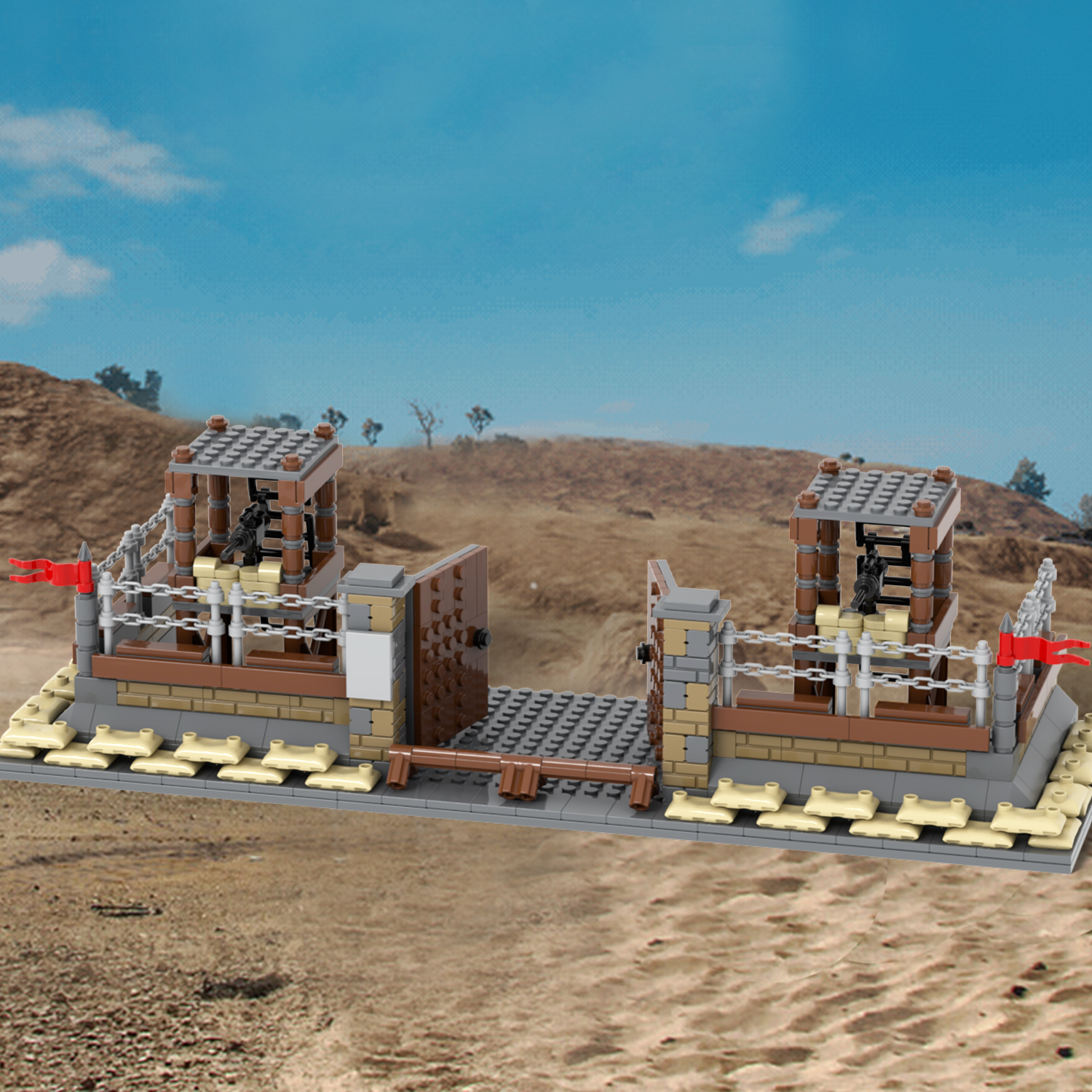 MOC5081-A Lego military bases World Gates towers Arsenal building WW2 War scene toys soldiers army building blocks sets Toys for kids